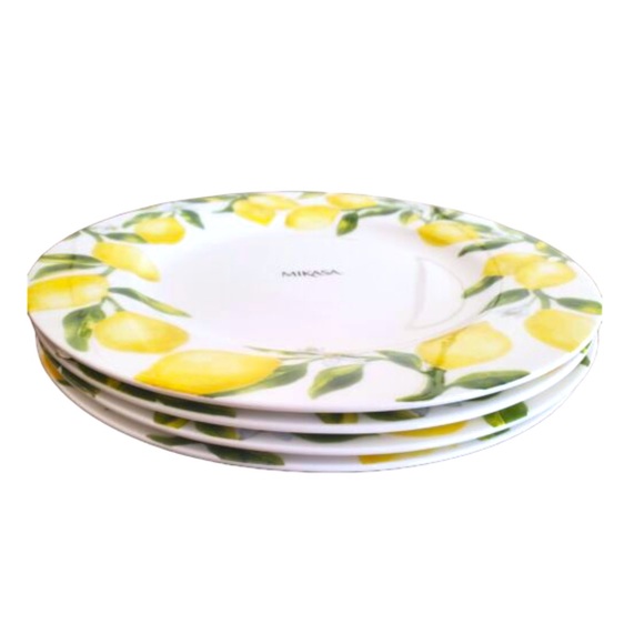 Mikasa Lemons 10.5” dinner plates Set of 4 NEW NWT - Picture 2 of 4